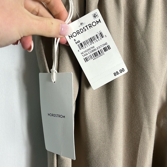NWT Nordstrom Wide Leg Pull On Tan Pant Trousers Size 8 - Picture 7 of 13